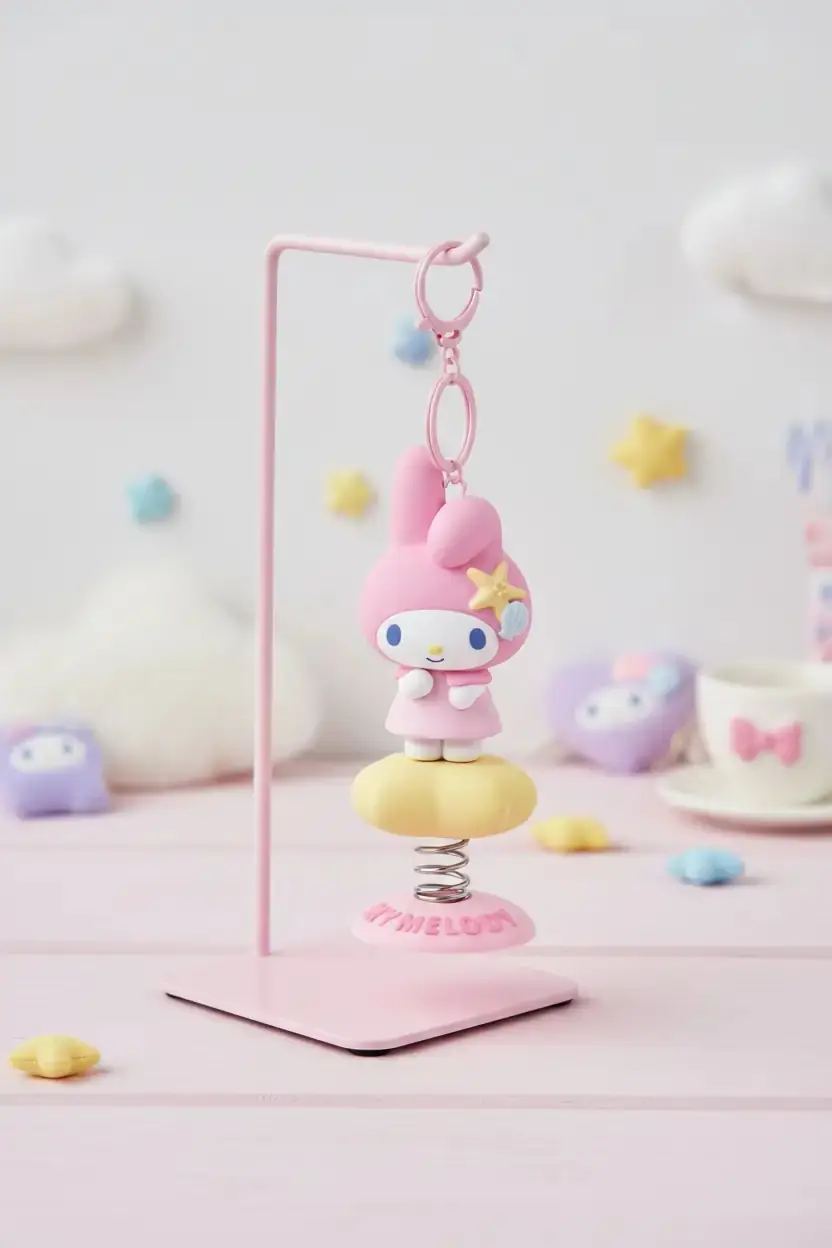 Sanrio Lisanslı Okyanus Hazinesi Hareketli Araba Süsü - My Melody Figürlü Yaylı Dikiz Aynası Aksesuarı