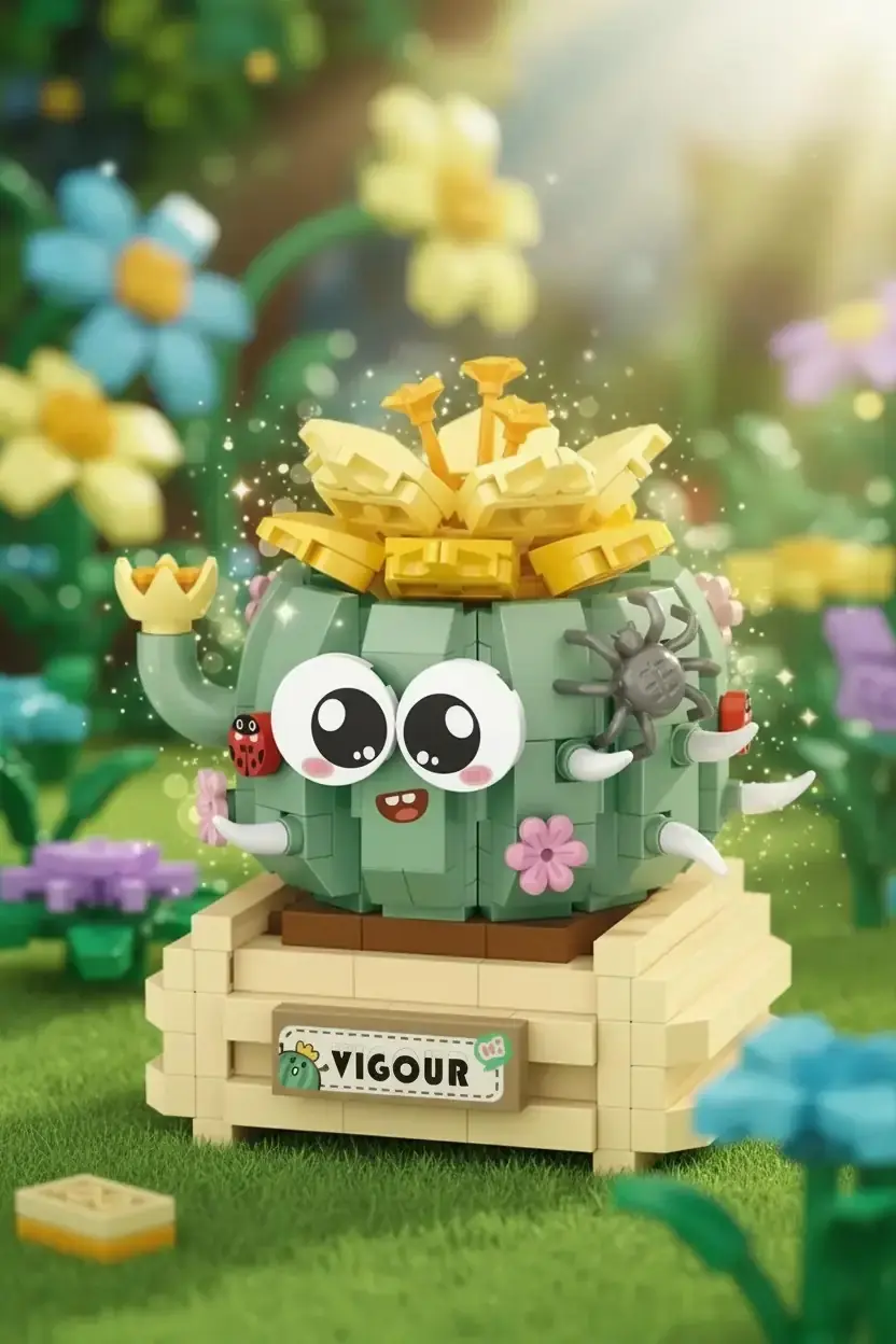 Miniso Lisanslı Bahar Serisi Top Kaktüs Oyun Bloğu 10,5 Cm – Dekoratif Eğitici Oyuncak