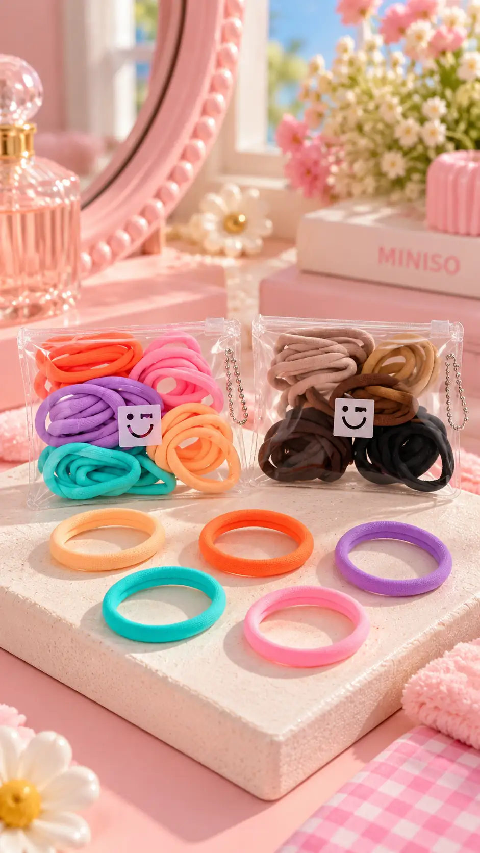 Miniso Lisanslı Saç Lastiği Seti – 25 Adet Karışık Renk – Esnek Ve Dayanıklı Yapı