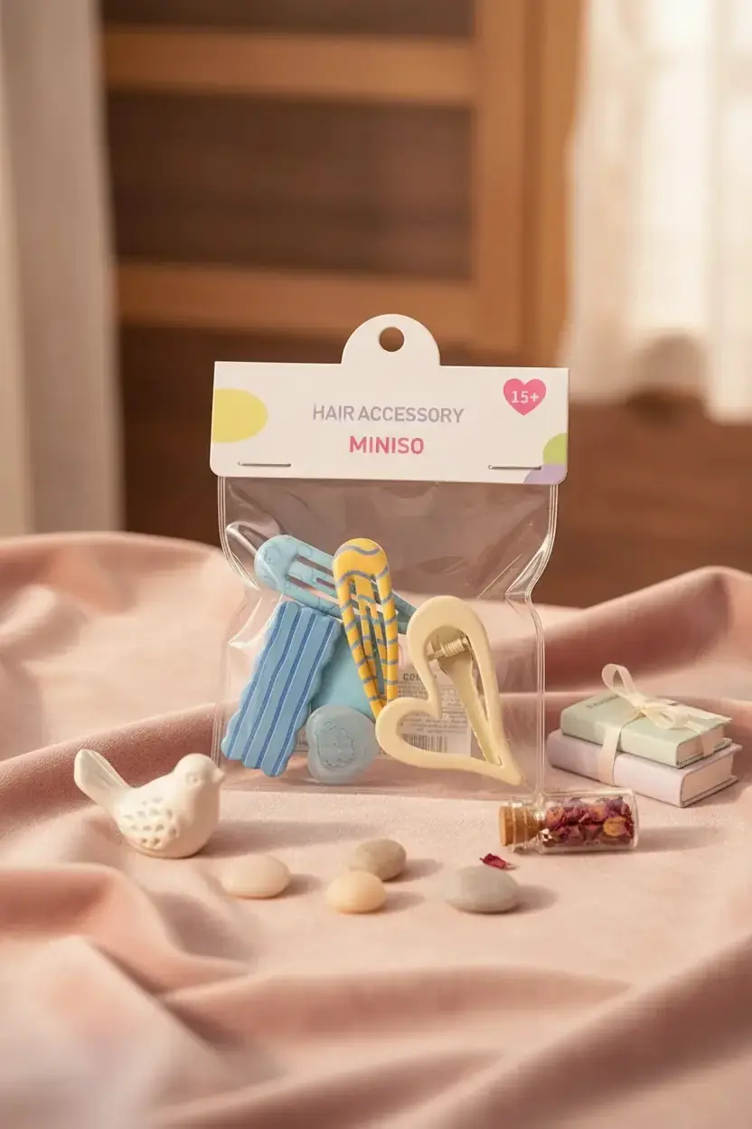 Miniso Lisanslı Çanta Serisi Saç Tokası Seti (5 Adet) – Mini Çanta Tasarımlı & Renkli