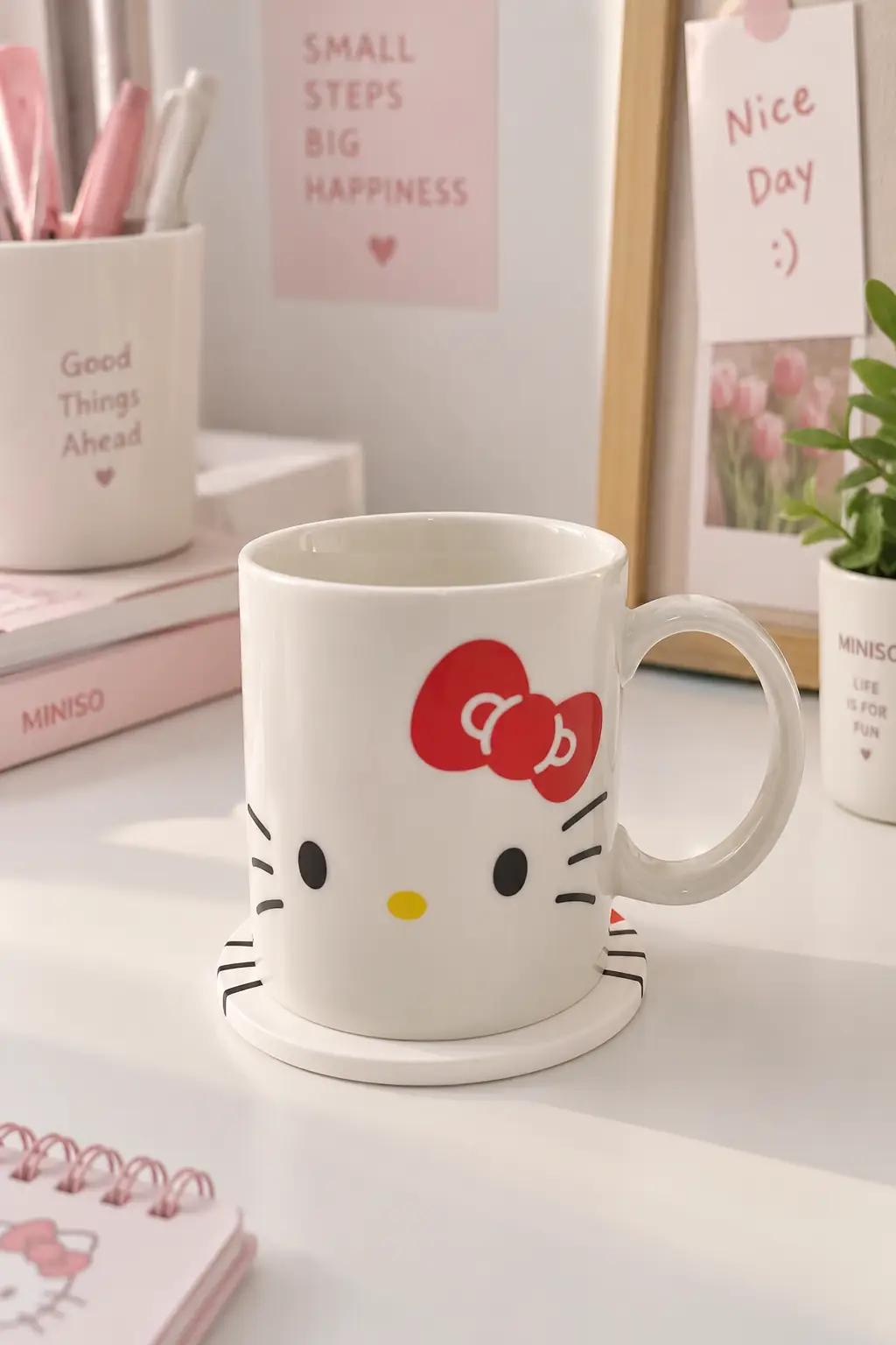 Sanrio Lisanslı Hello Kitty Seramik Kupa Seti 340 mL – Altlıklı Tasarım