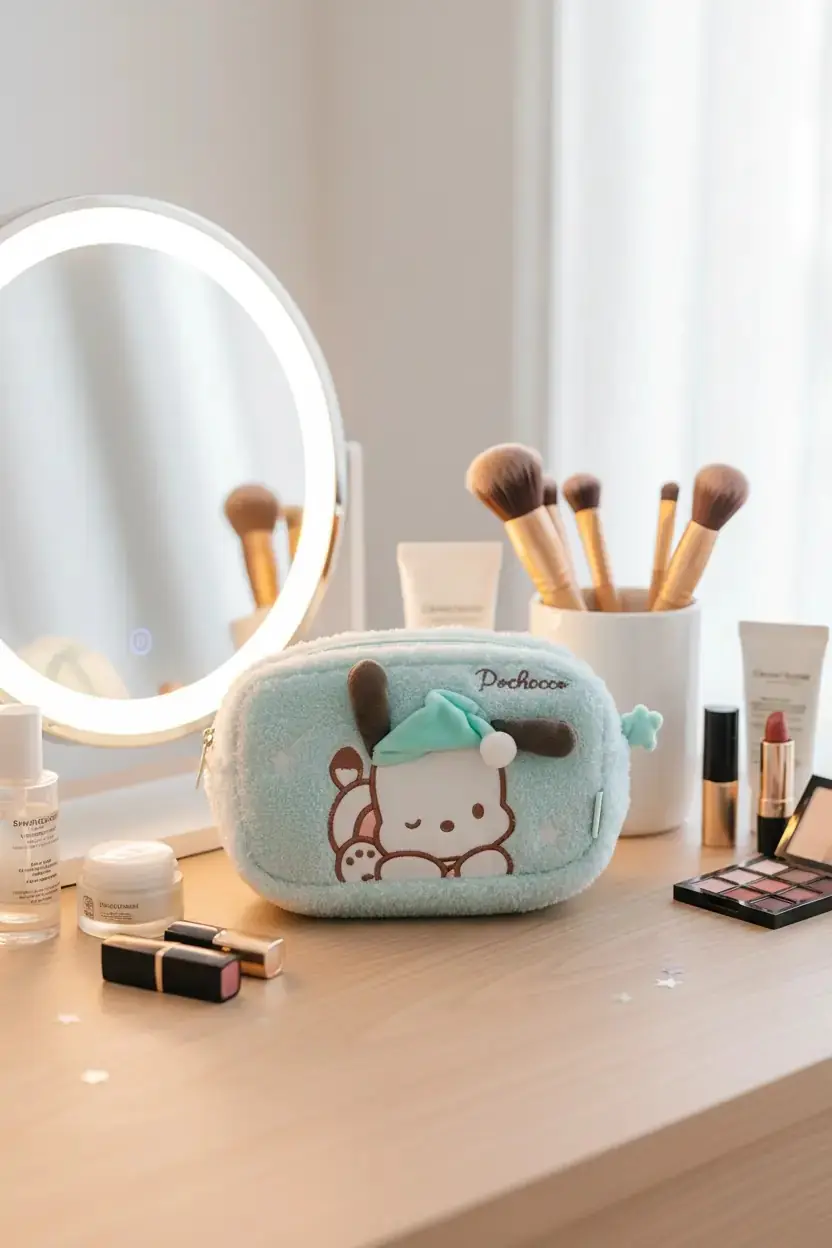 Sanrio Lisanslı Peluş Kozmetik Çantası - Pochacco
