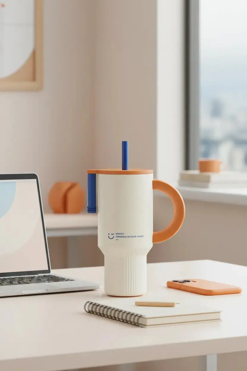 Miniso Lisanslı Pipetli Çift Cidarlı Çelik Şişe 920 mL Beyaz – Modern Tasarım
