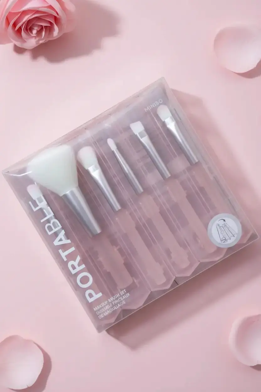 Miniso Lisanslı Taşınabilir Makyaj Fırçası Seti 6 Parça – Silindir Tutulu 15,7 Cm