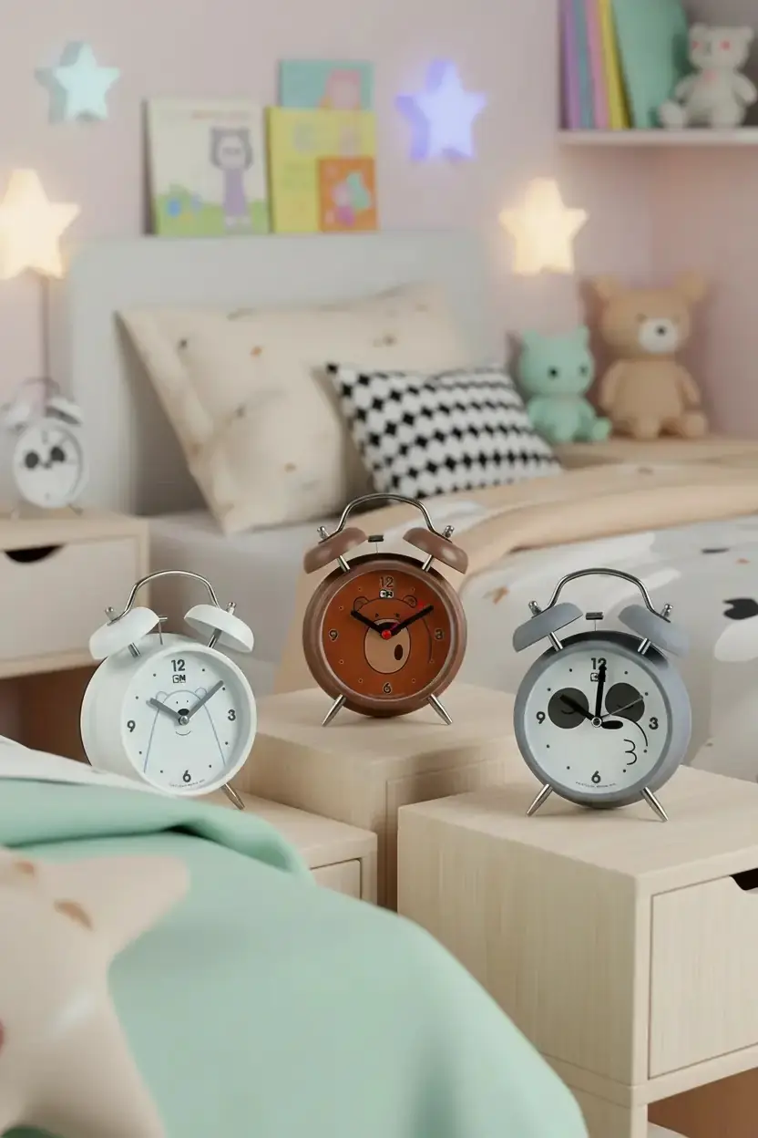 We Bare Bears Lisanslı Çalar Saat – Grizz, Panda ve Ice Bear Tasarımlı Metal Masa Saati 16 Cm