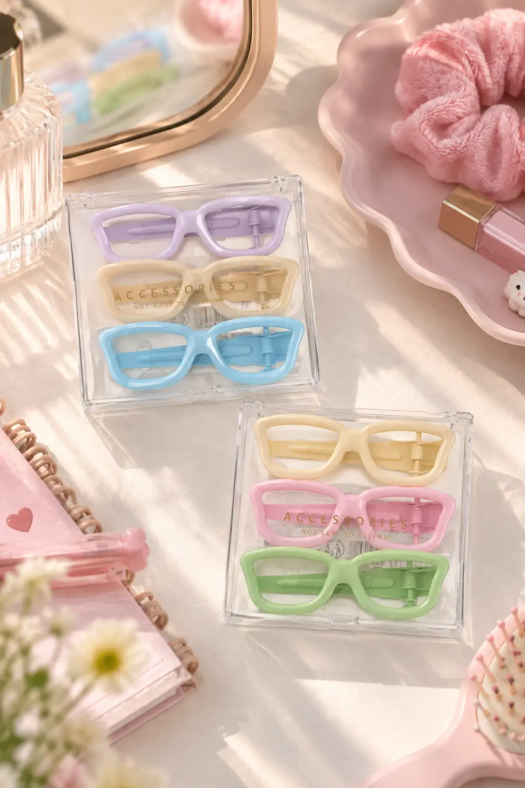 Miniso Lisanslı Basic Gözlük Şekilli Saç Klipsi Seti 3’lü – Eğlenceli Güçlü Tutuş