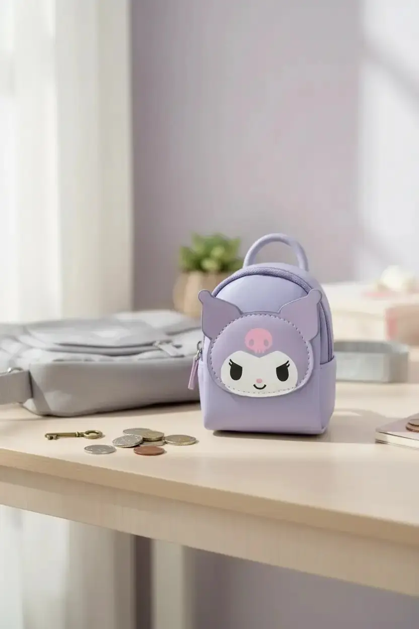 Sanrio Lisanslı Kuromi Mini Bozuk Para Çantası Mor 12 Cm
