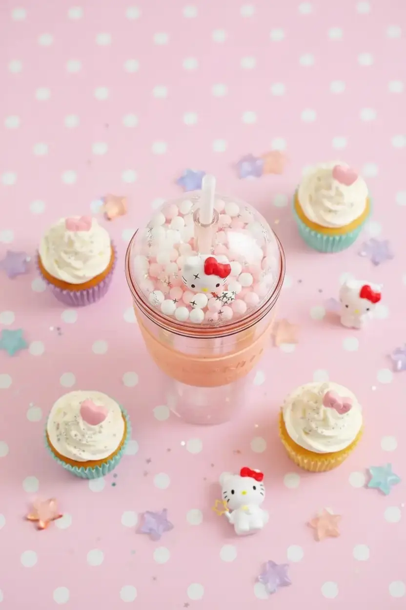 Sanrio Lisanslı Hello Kitty Eğlenceli Parti Serisi Pipetli Plastik Şişe 600 mL