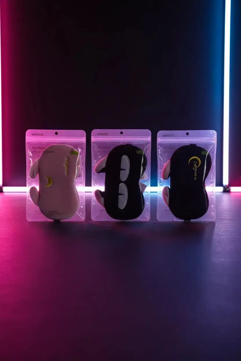 Miniso Lisanslı Kedi Kulaklı Kadife Uyku Maskesi – Sıcak Soğuk Kompres Jel Paketli