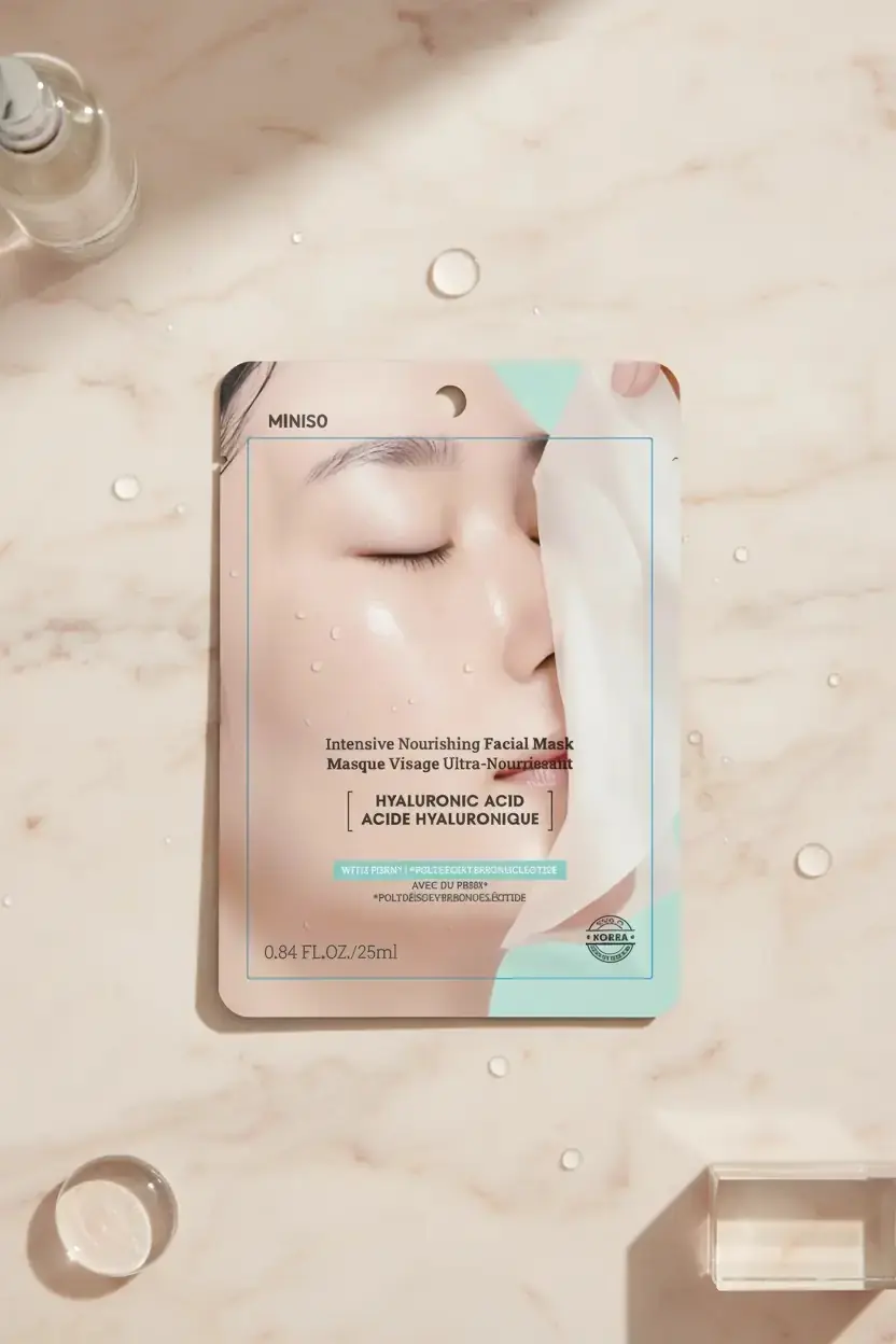 Miniso Lisanslı Yoğun Besleyici Yüz Maskesi – Hyalüronik Asit Temalı Kağıt Maske