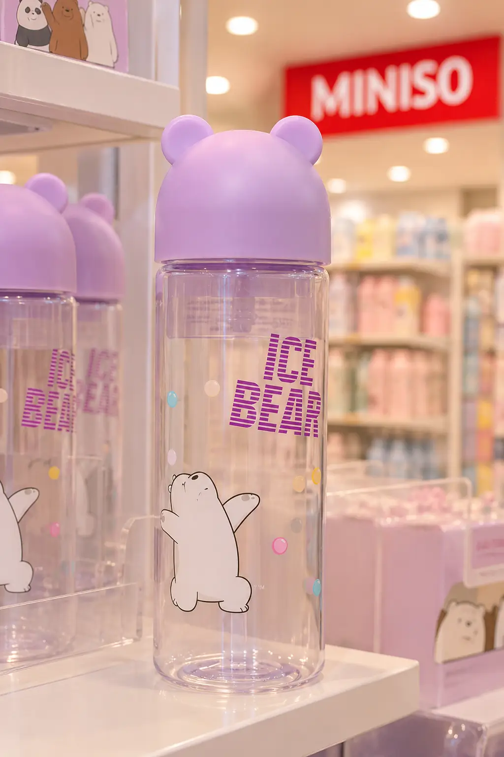 We Bare Bears Lisanslı Ice Bear Figür Kapaklı Su Şişesi 500 ML