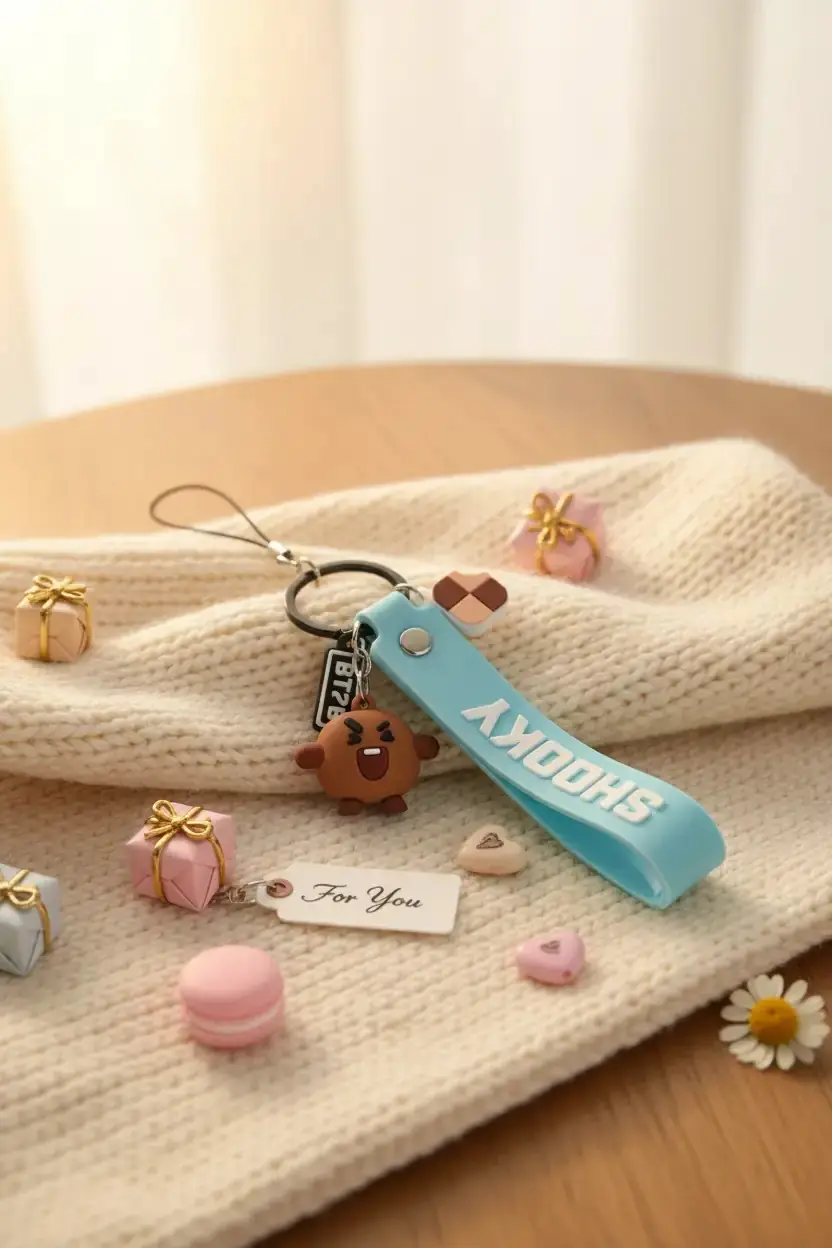 BT21 Lisanslı Shooky 3D Telefon Askısı – Sevimli Karakter Tasarımlı Askı Kayışı