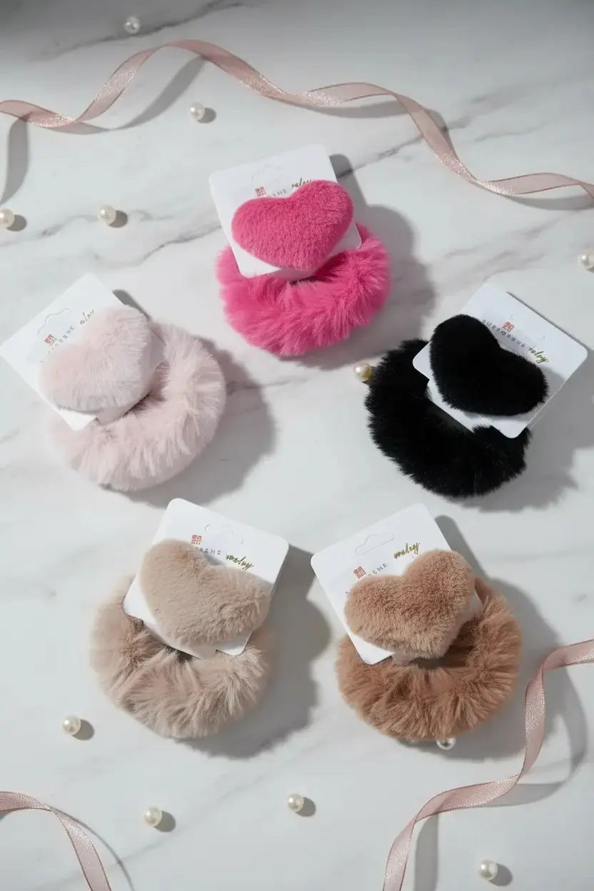 Peluş Çıt Çıt Toka 2'Li (Kalp Ve Düz) – Eğlenceli Ve Yumuşak