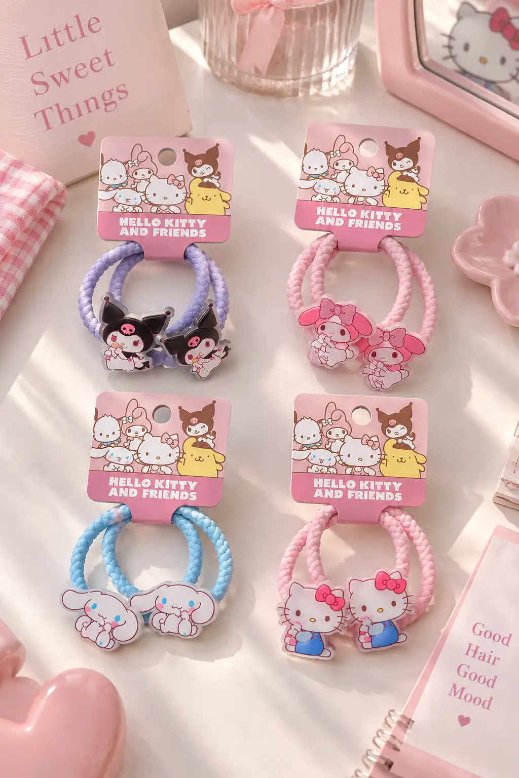 Sanrio Lisanslı Hello Kitty Saç Lastiği – Esnek Yumuşak Dokulu 9 Cm