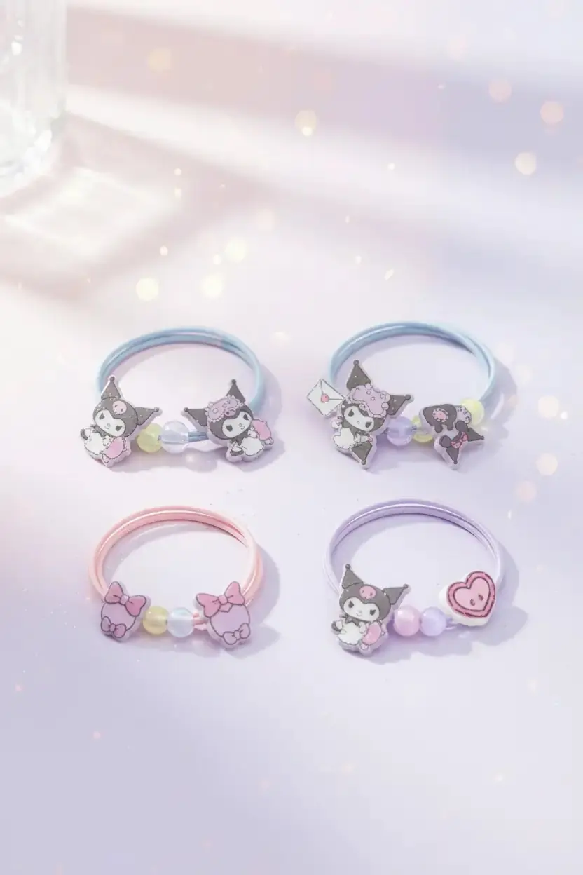Sanrio Kuromi Lisanslı Saç Lastiği 2 Adet 5 Cm