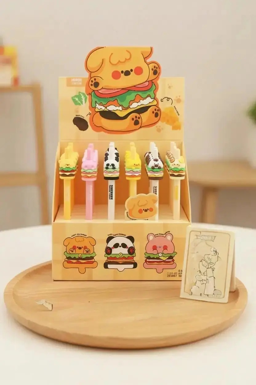 Miniso Lisanslı Sevimli Hamburger Jel Kalem – Eğlenceli Tasarım Tekli