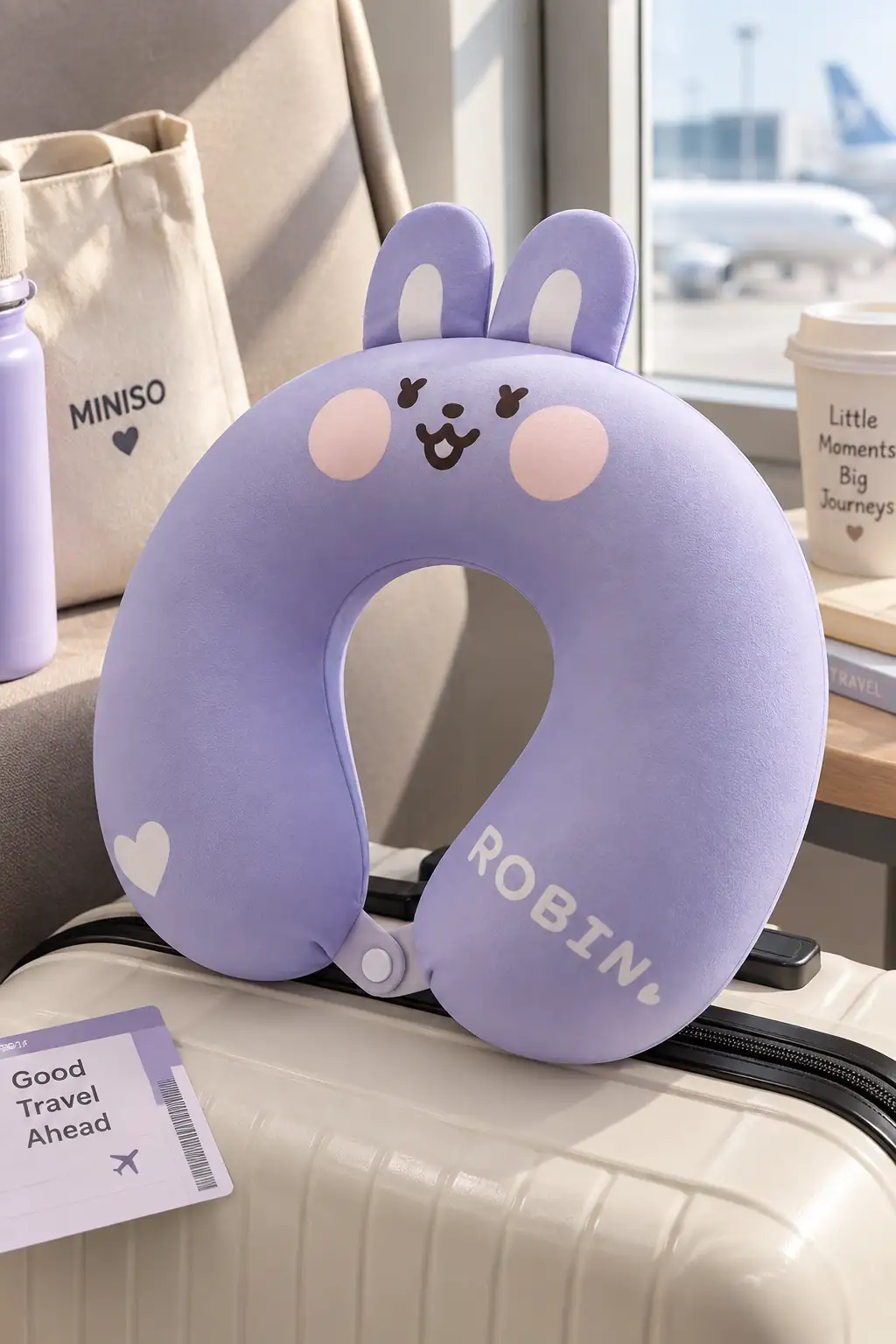 Miniso Lisanslı Mini Pals Robin Bunny Boyun Yastığı 30 Cm – Hafızalı Köpük Konfor