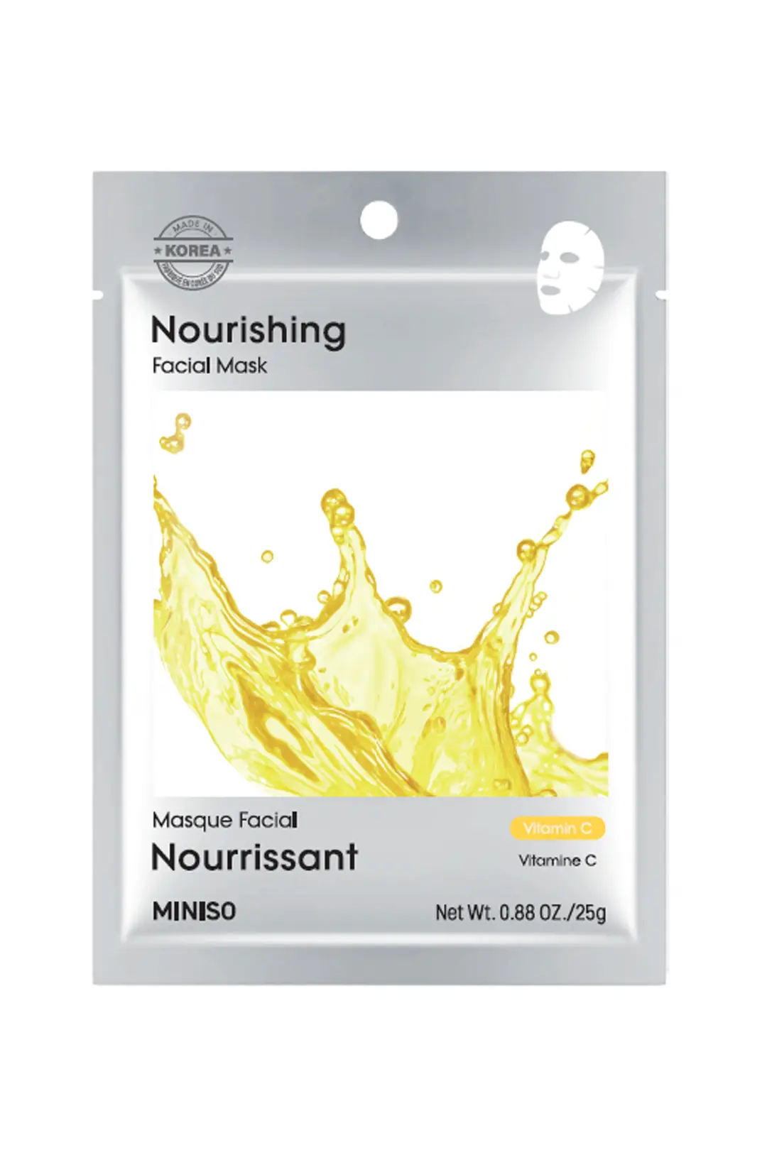Miniso Lisanslı Besleyici Yüz Maskesi – C Vitamini Temalı Kağıt Maske