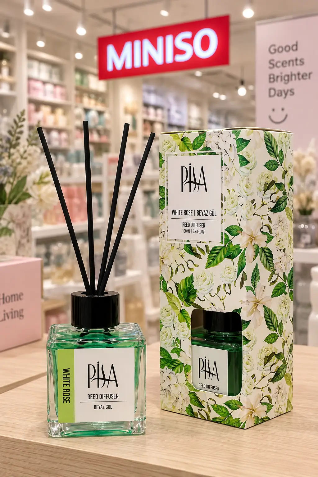 Pisa Bambu Çubuklu Oda Kokusu Beyaz Gül 100 ml – Dekoratif Ev Kokusu