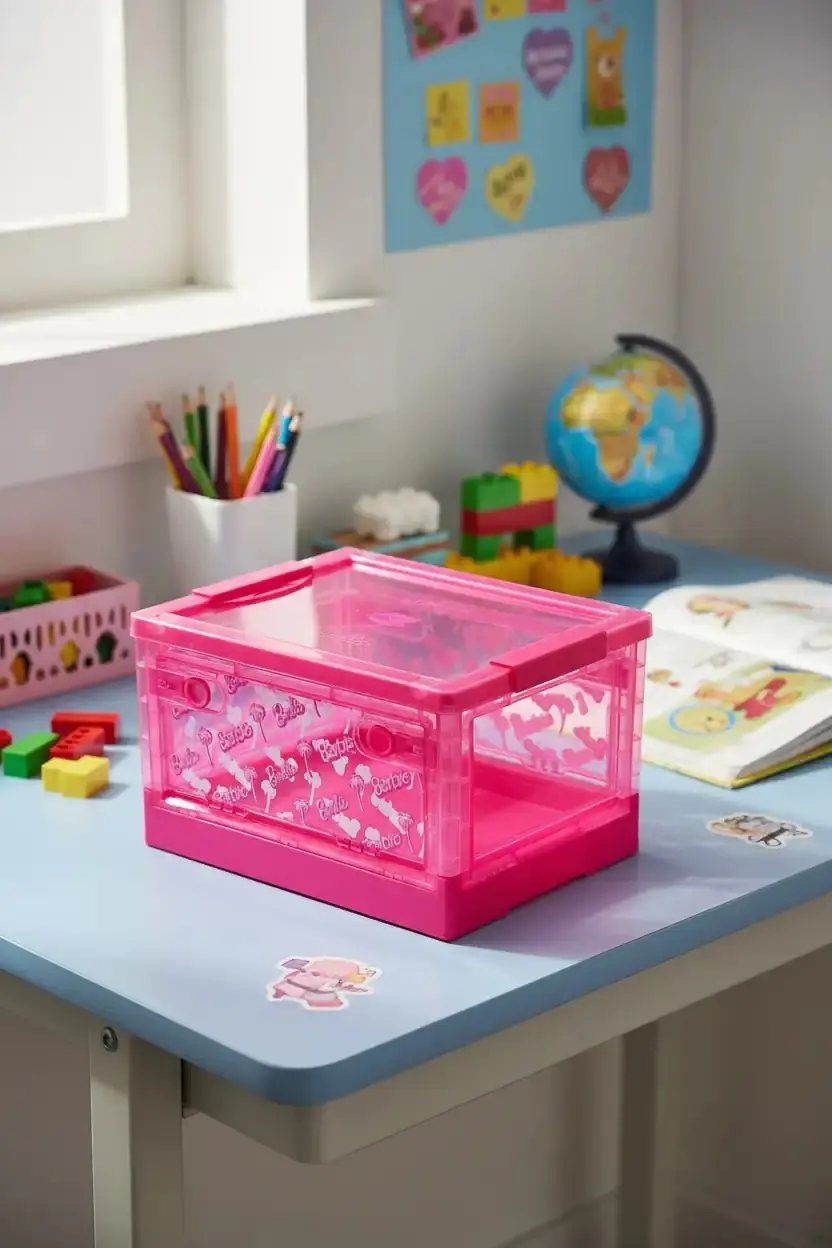 Barbie Lisanslı Pembe Katlanabilir Saklama Kutusu – Yandan Açılır Pratik Düzenleyici 25.5 Cm