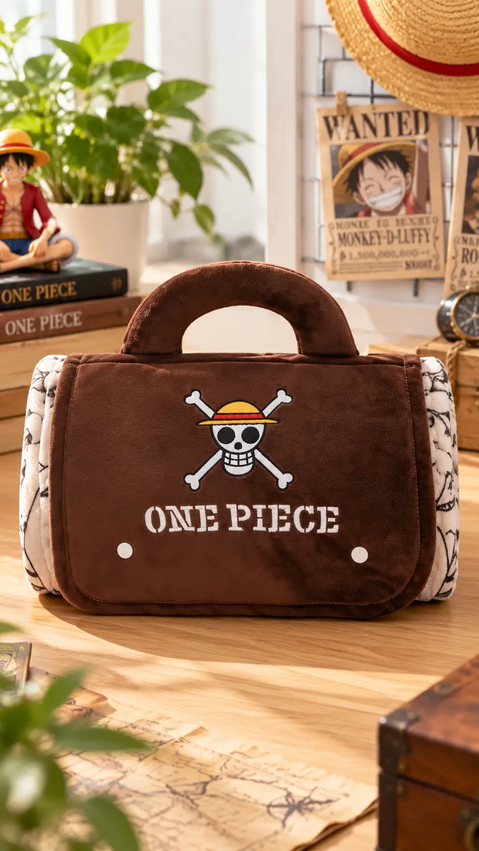 One Piece Lisanslı Saplı Battaniye 152 x 127 cm – Wanted Baskılı ve Taşınabilir