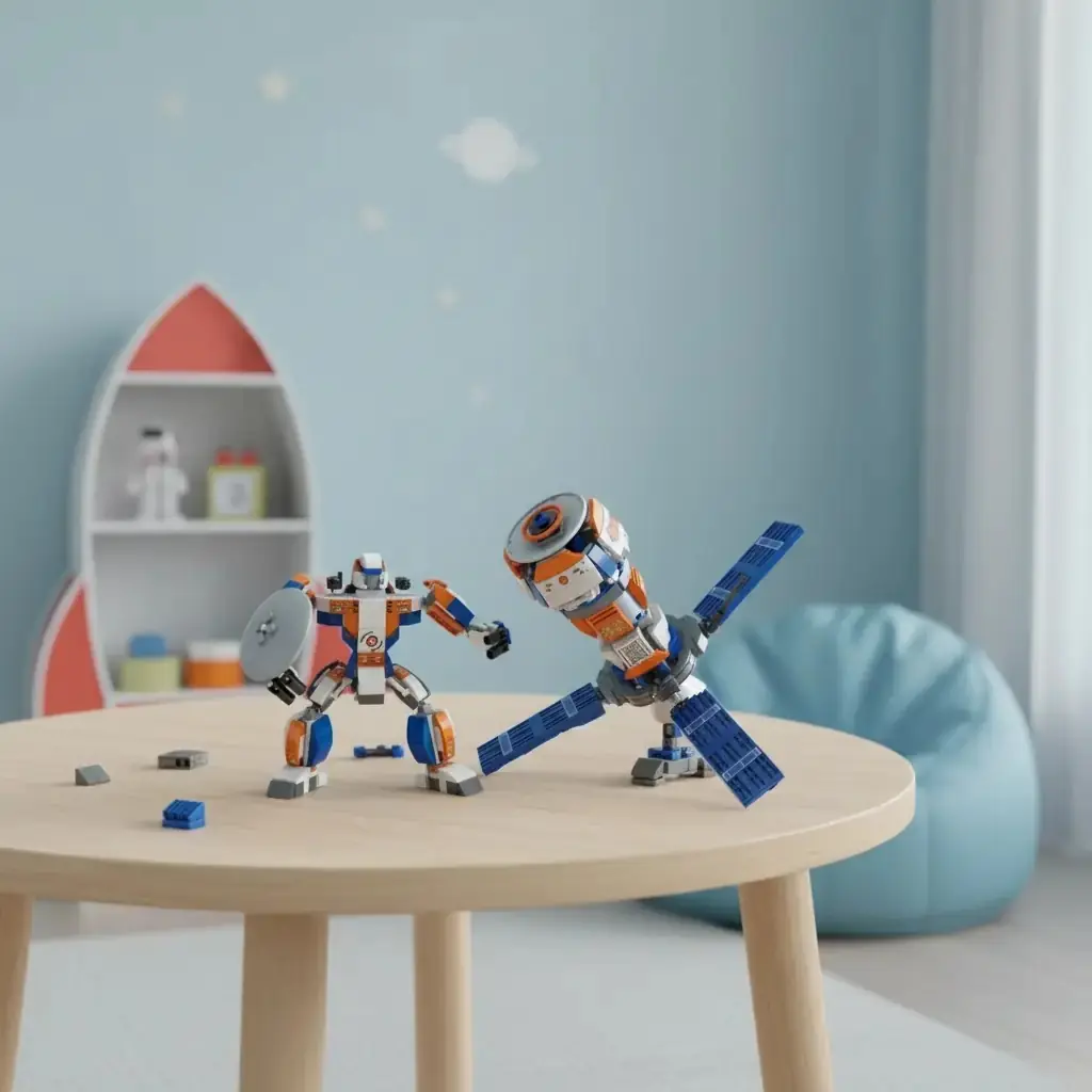 Miniso Lisanslı 5'i 1 Arada Havacılık Transformation Serisi Uydu ve Robot Oyun Bloğu – Eğitici Dönüşen Oyuncak Seti