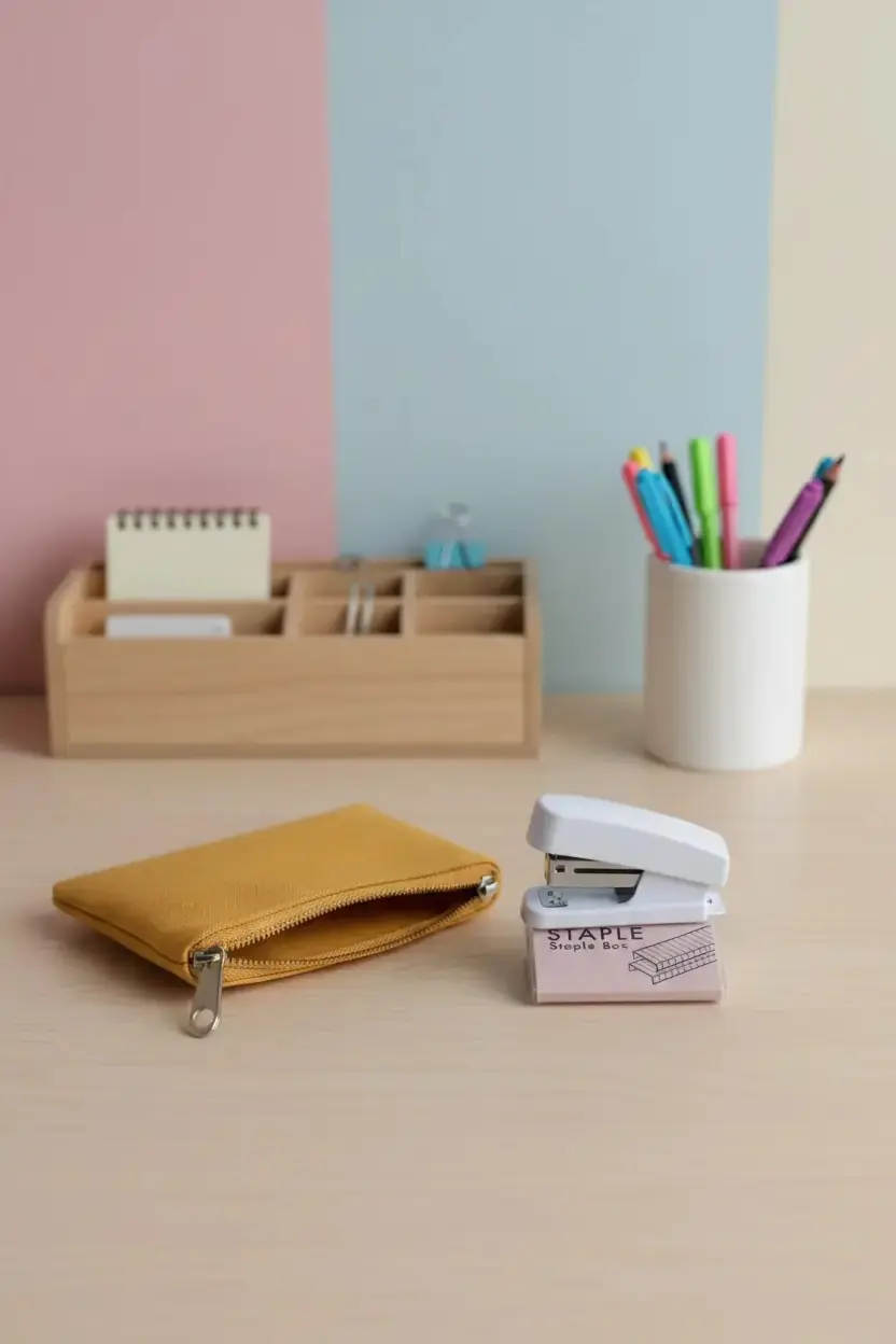 Miniso Lisanslı Basic Serisi Mini Zımba Seti – Telleriyle Birlikte Pratik Evrak Düzenleyici