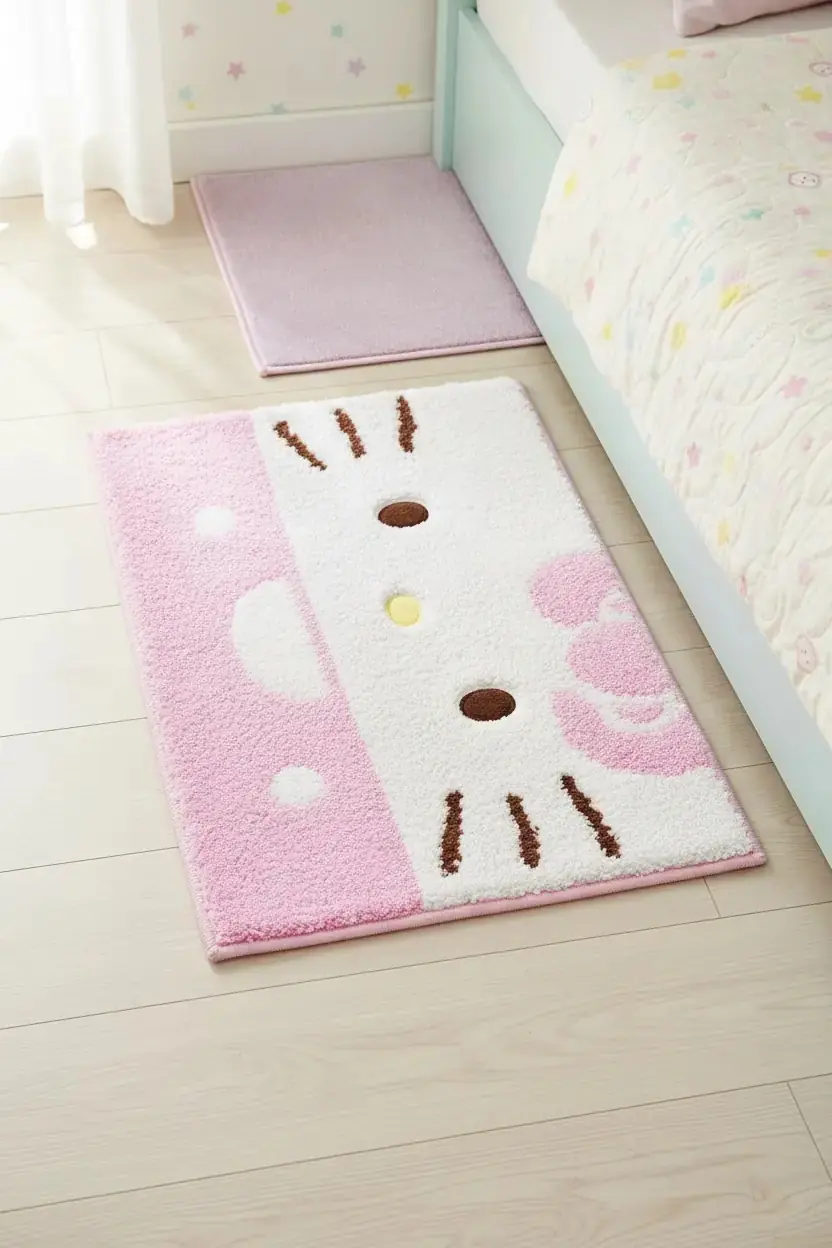 Hello Kitty Lisanslı Yer Matı (Pembe) – Kaymaz Tabanlı Yumuşak Çocuk Odası Paspası