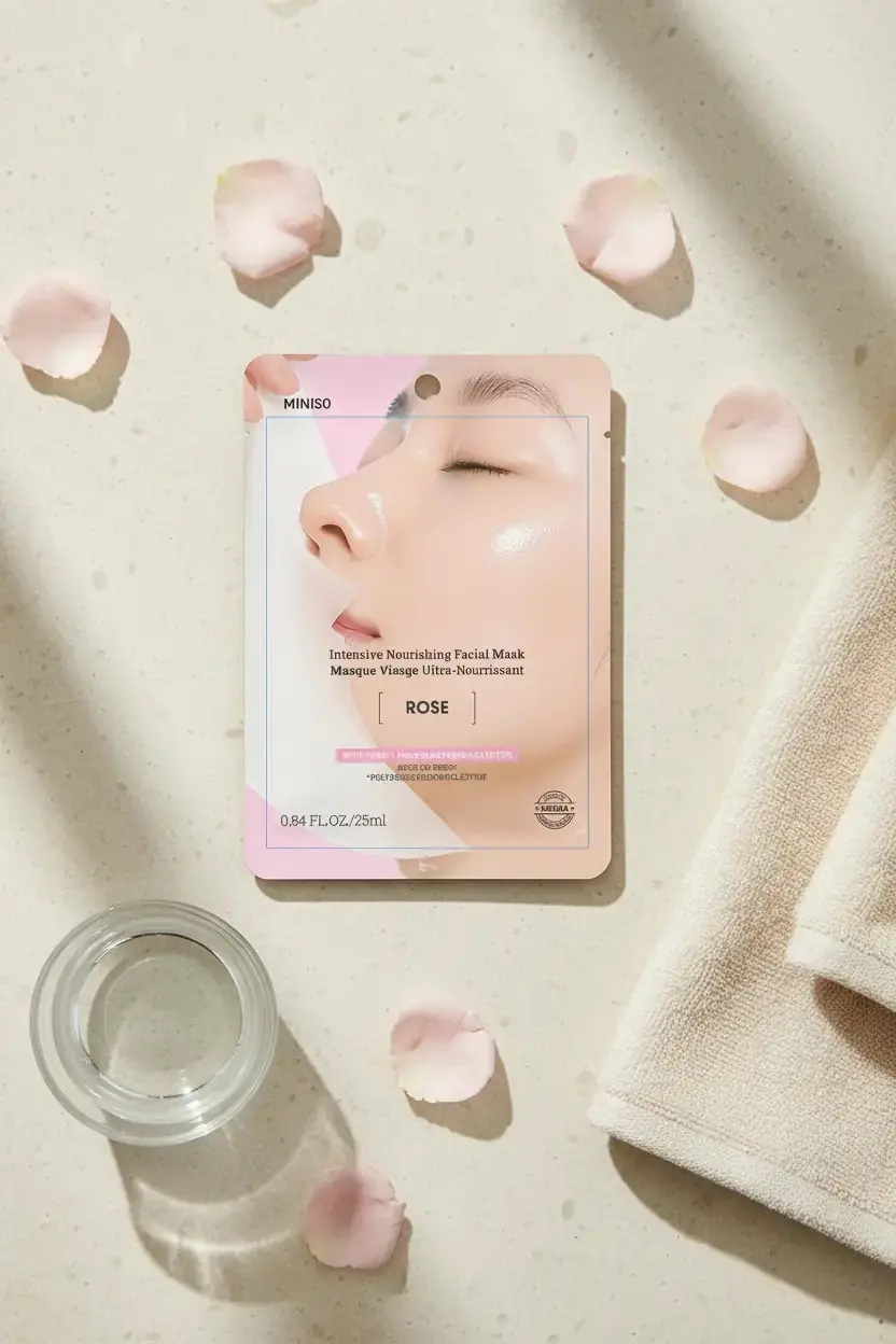 Miniso Lisanslı Yoğun Besleyici Yüz Maskesi – Gül Temalı Kağıt Maske