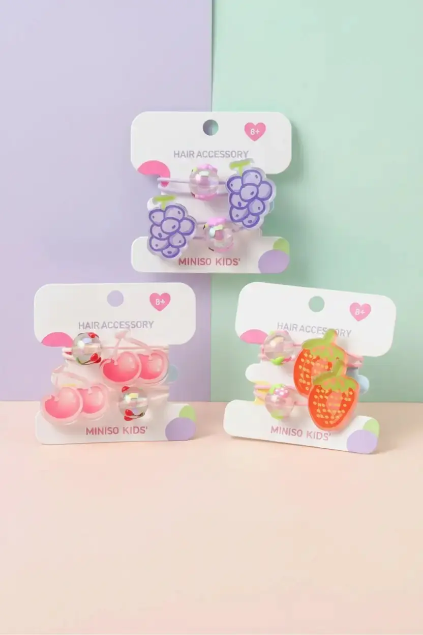 Miniso Lisanslı Eğlenceli Boncuklu Meyve Figürlü Saç Tokası Seti – 2 Adet