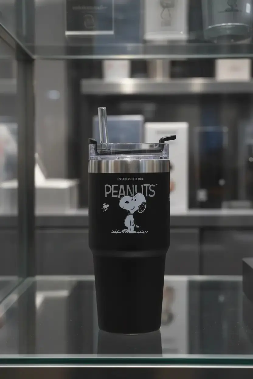 Peanuts Snoopy Lisanslı Pipetli Çelik Matara – 490 Ml – Paslanmaz Çelik