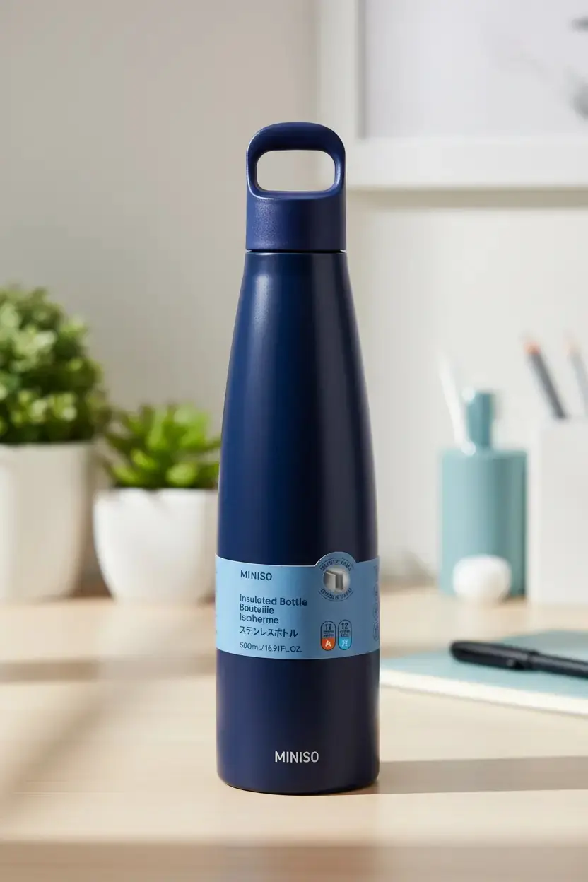 Miniso Lisanslı Renkli Kulplu Termos 500 mL – Çift Cidarlı