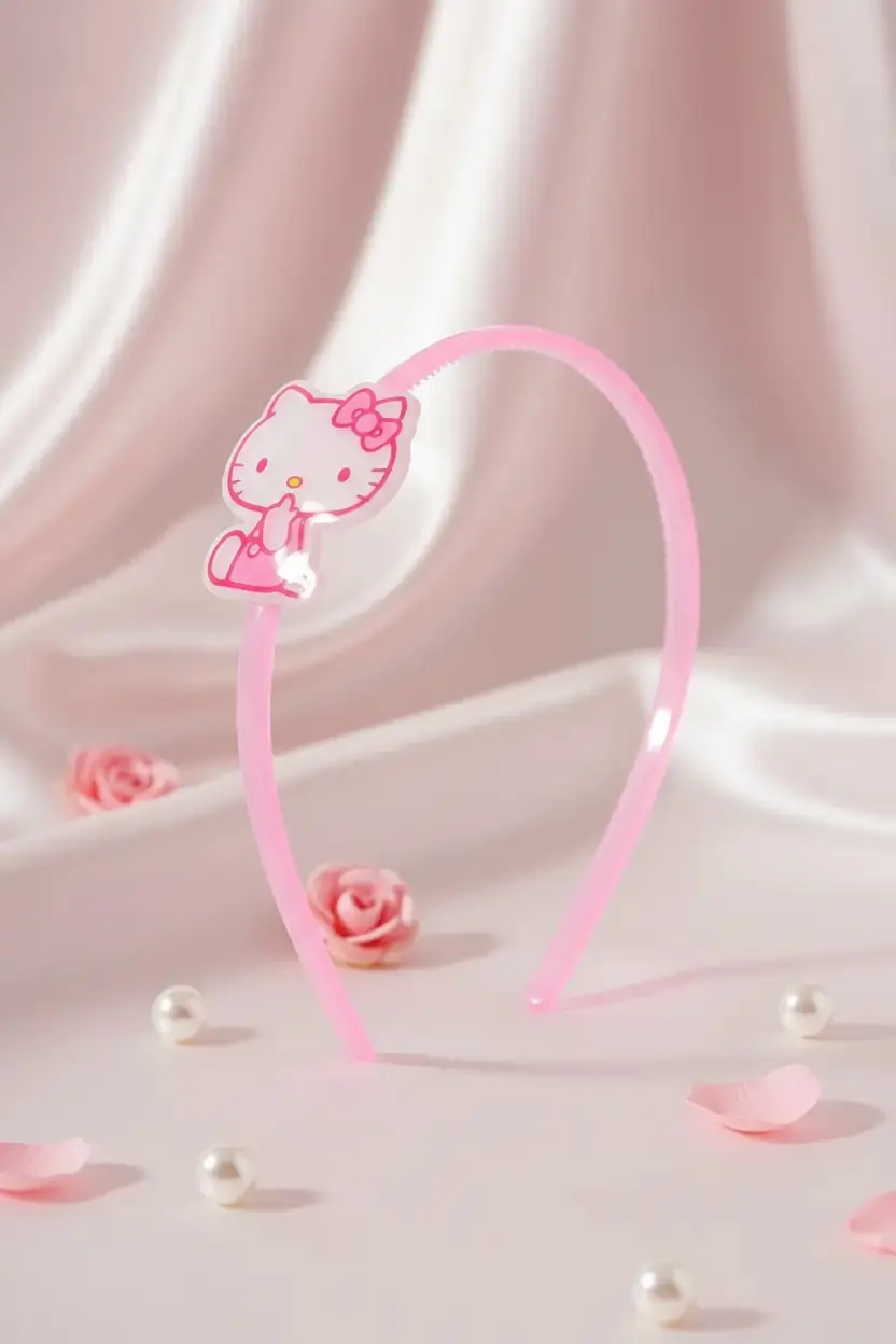 Sanrio Lisanslı Hello Kitty Saç Tacı – Pembe Çocuk Saç Aksesuarı