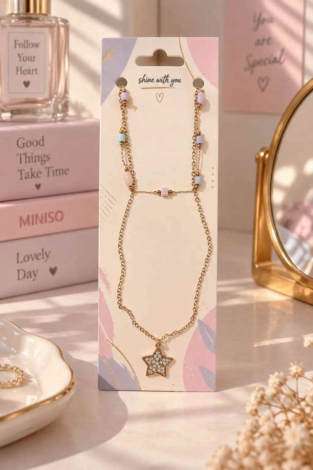 Yıldız Figürlü Kolye 825701061 – Pastel Boncuklu Işıltılı Tasarım
