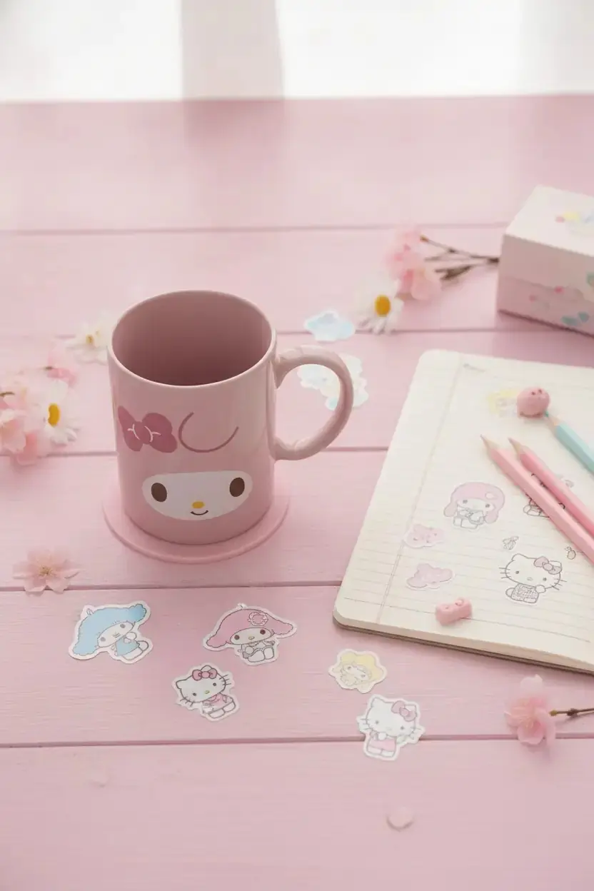 Sanrio Lisanslı My Melody Seramik Kupa Seti 340 mL – Altlıklı Tasarım