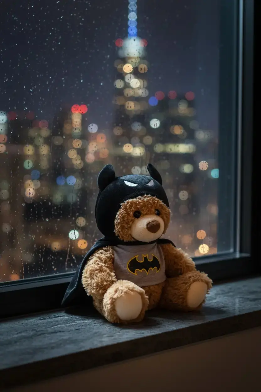 Miniso Lisanslı DC Koleksiyonu 25 cm Kostümlü Hediye Ayıcık Peluş Oyuncak – Batman Kostümlü Model