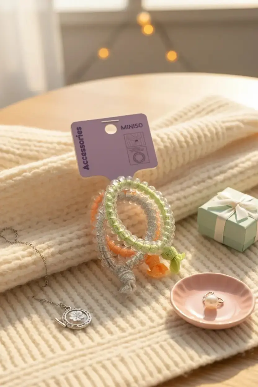 Miniso Lisanslı Renkli Spiral Düğümlü Saç Lastiği Seti – 4 Adet Saç Kırmayan ve Esnek Yapılı Şık Saç Aksesuarı