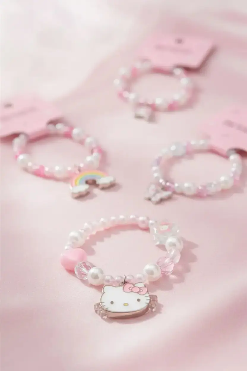 Sanrio Lisanslı Boncuklu Saç Lastiği Hello Kitty 8,5 Cm