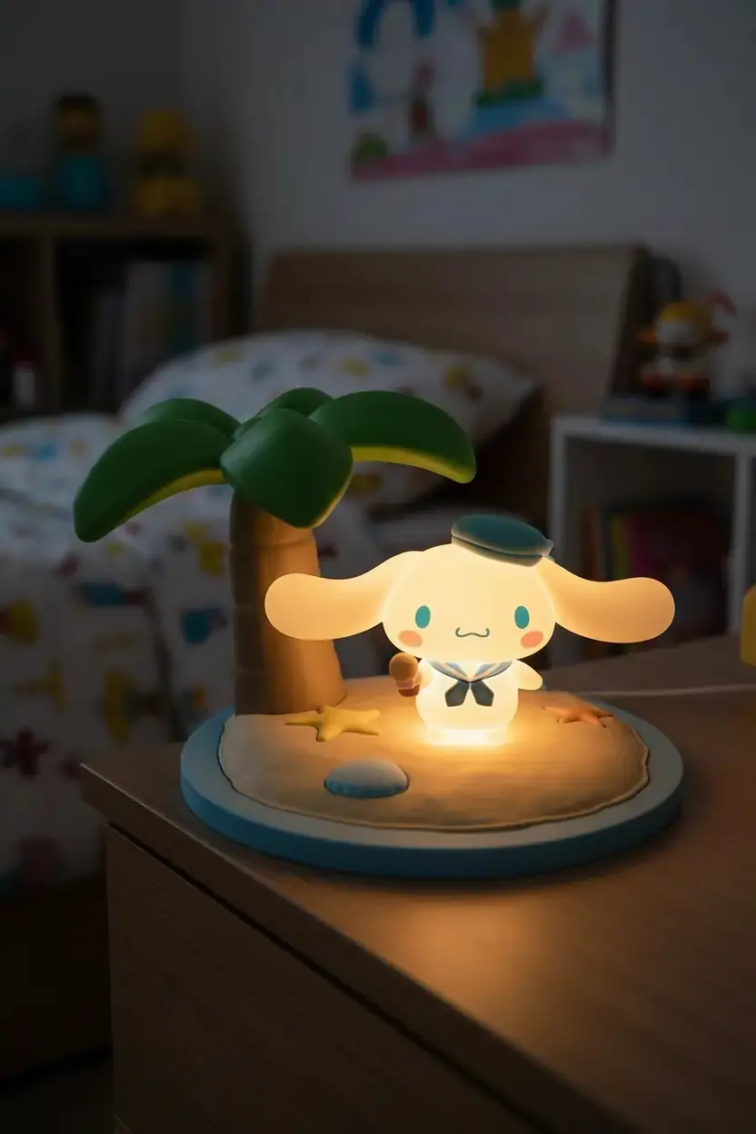 Sanrio Lisanslı Cinnamoroll Yaz Serisi Gece Lambası – Denizci Temalı Pilli Dekoratif Aydınlatma
