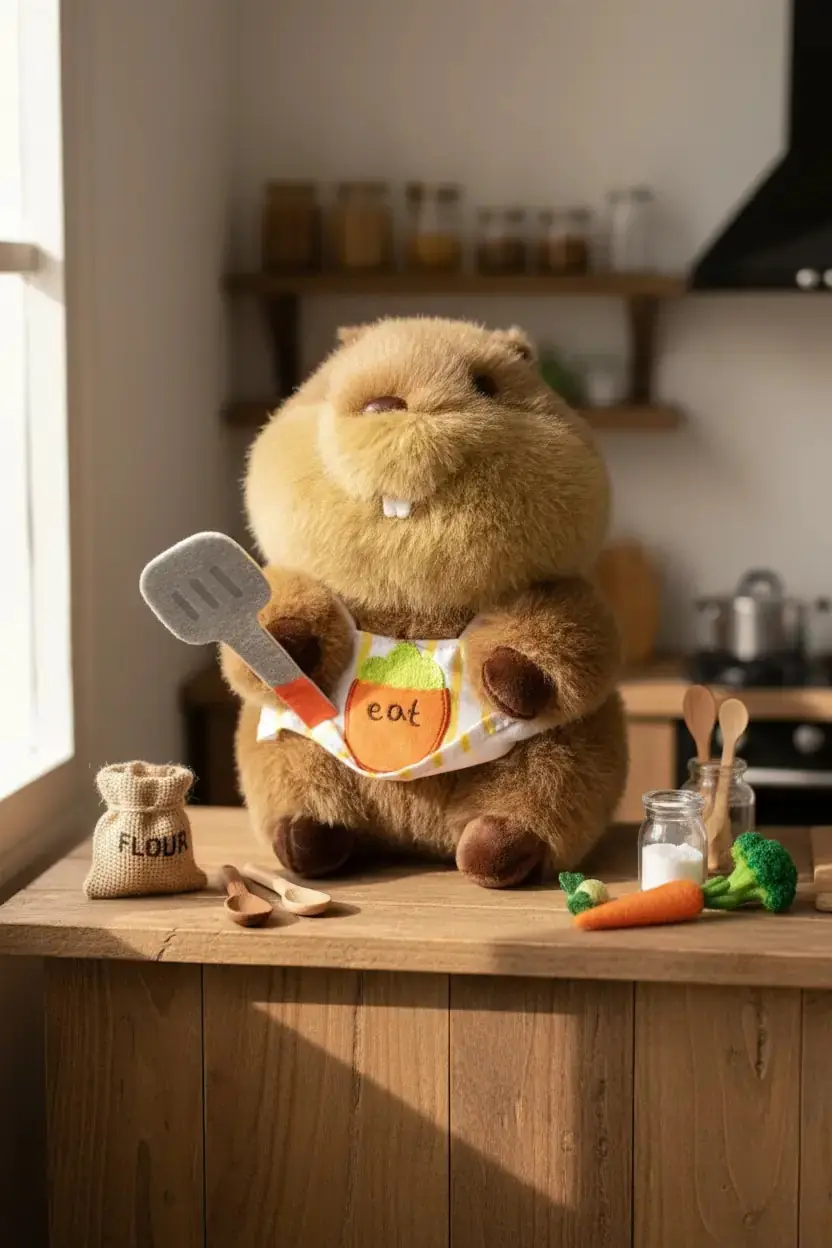 Miniso Lisanslı Marmot Peluş Oyuncak – Önlük Detaylı Yumuşak 20 Cm