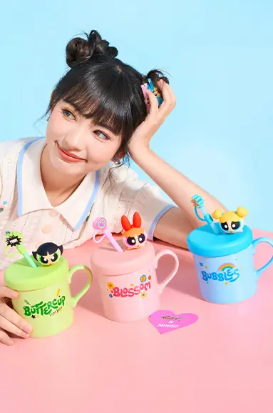 Powerpuff Girls Lisanslı Buttercup Süslemeli ve Pipetli Seramik Kupa 450 ML