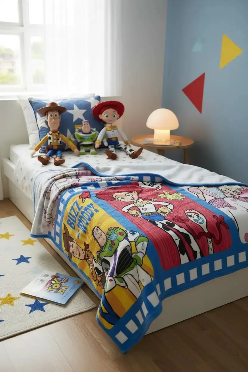 Disney Pixar Lisanslı Çift Taraflı Yastık-Battaniye Mavi 140 x 100 Cm – 2'si 1 Arada Konfor