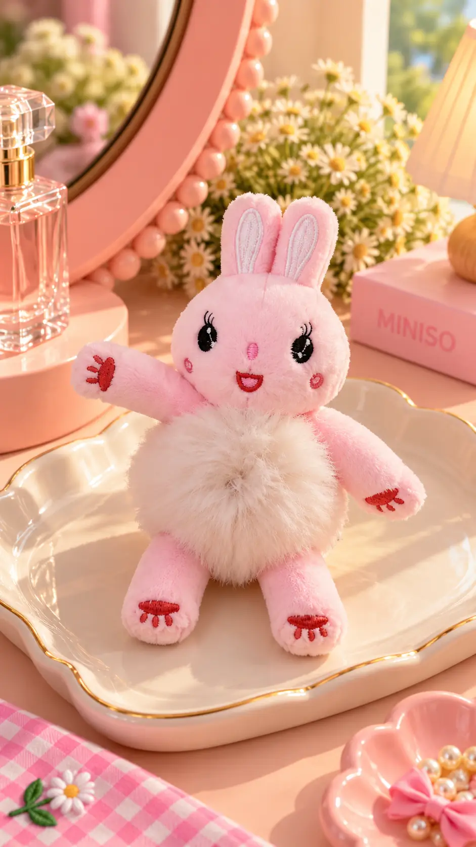 Tavşan Figürlü Peluş Saç Lastiği (Pembe) – Sevimli Ve Yumuşak Tasarım