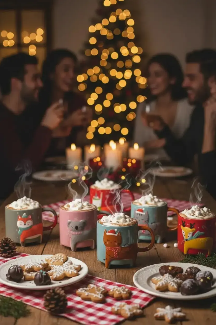 Hayvan Figürlü Yeni Yıl Temalı Kupa – Seramik Dekoratif Yılbaşı Hediyelik Kahve Kupası