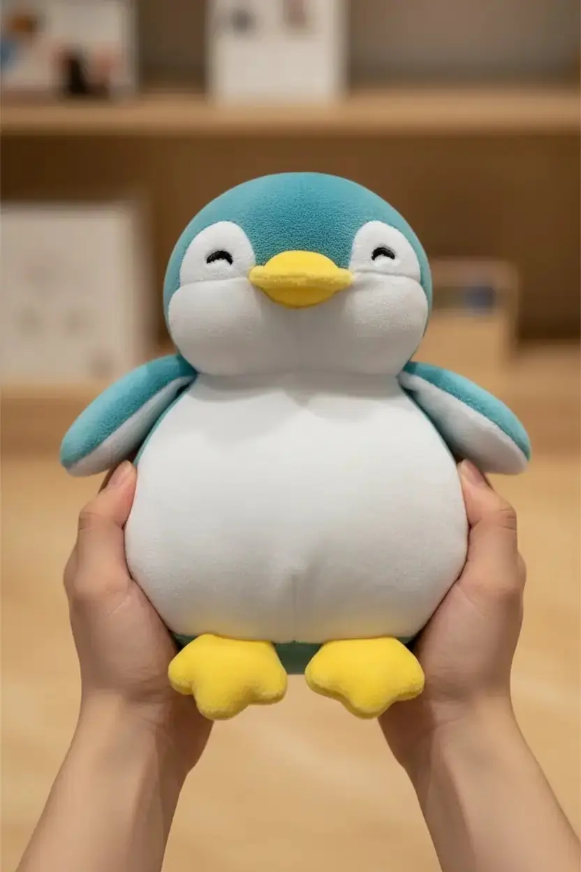 Miniso Lisanslı Küçük Mini Kalem Peluş Oyuncak Camgöbeği Penguen – Yumuşak Figür 17Cm