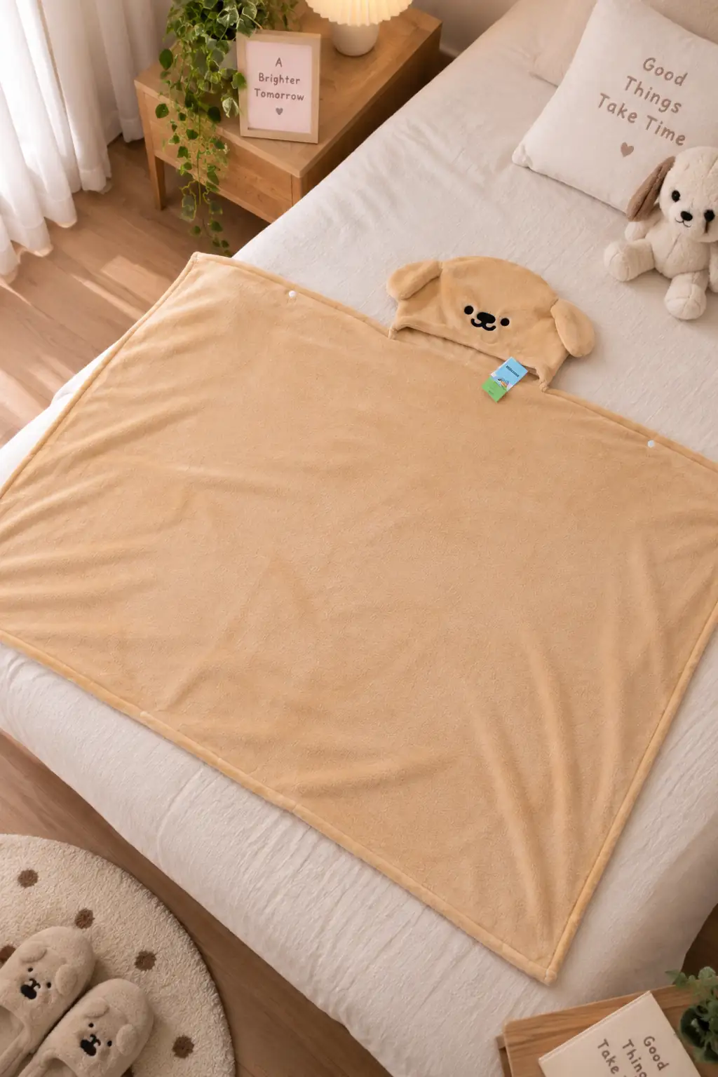 Miniso Lisanslı TUTOGOU Serisi Kapüşonlu Battaniye – Pangee Model Yumuşacık Giyilebilir Örtü
