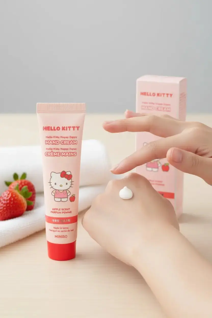 Sanrio Lisanslı Hello Kitty Happy Zappy El Kremi Elma Kokulu – Shea Butter ile Yumuşak Bakım