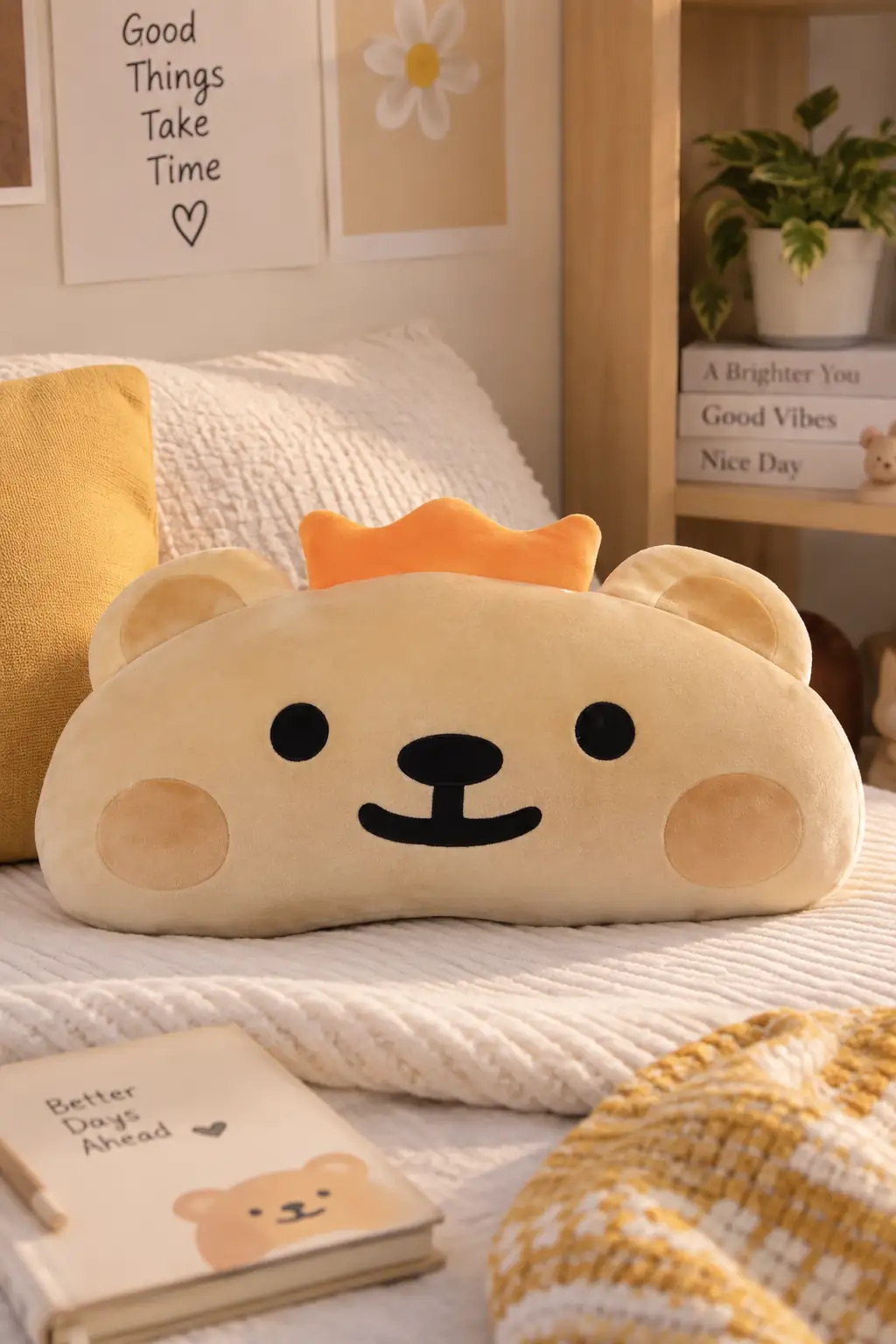 Miniso Lisanslı BearisBug Koleksiyonu Kanca&Döngü Bantlı Peluş Yastık 44 Cm – Dekoratif Minder