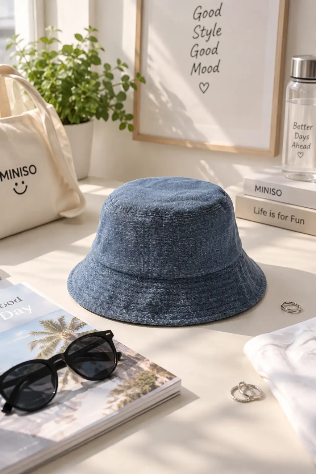 Desenli Lacivert Bucket Şapka – %100 Pamuk Günlük Stil Aksesuarı