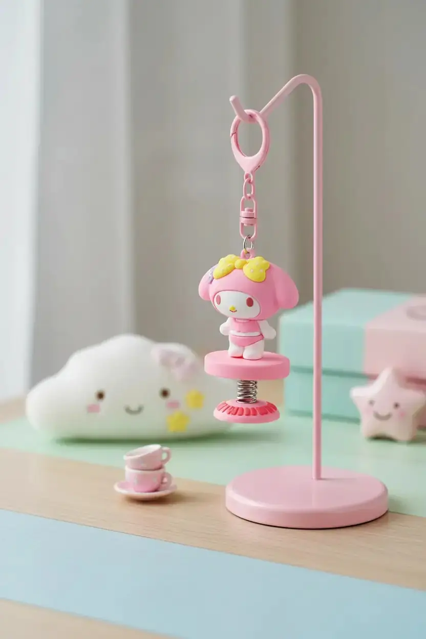 Sanrio Lisanslı Yaz Serisi My Melody Karakterli Figür Anahtarlık ve Dekoratif Çanta Aksesuarı